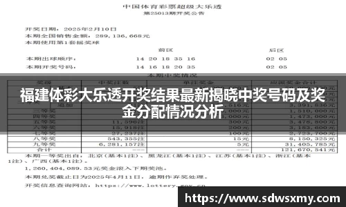 福建体彩大乐透开奖结果最新揭晓中奖号码及奖金分配情况分析
